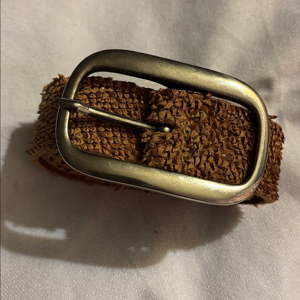 Sangiorgio Tan Unisex Italian Textured Leather Belt (Medium)